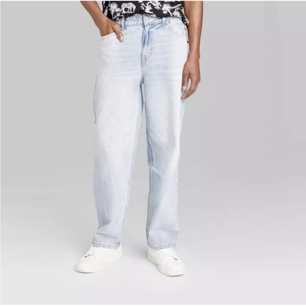 Men S Standard Fit Straight Jeans - Original Use Light Blue Denim 30x30
